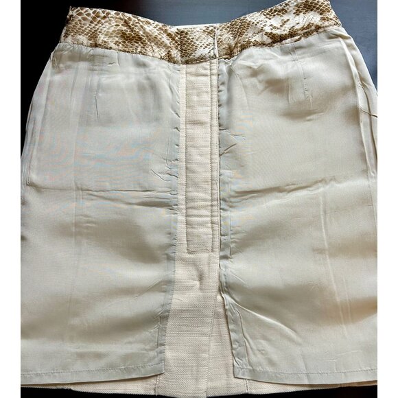 ETCETERA Beige Textured Modern Safari Utility Mini Skirt Cotton Linen Blend Sz 8 - Picture 11 of 11